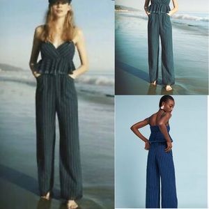 Blue and white pin stripped jumpsuit by Anthropologie size small